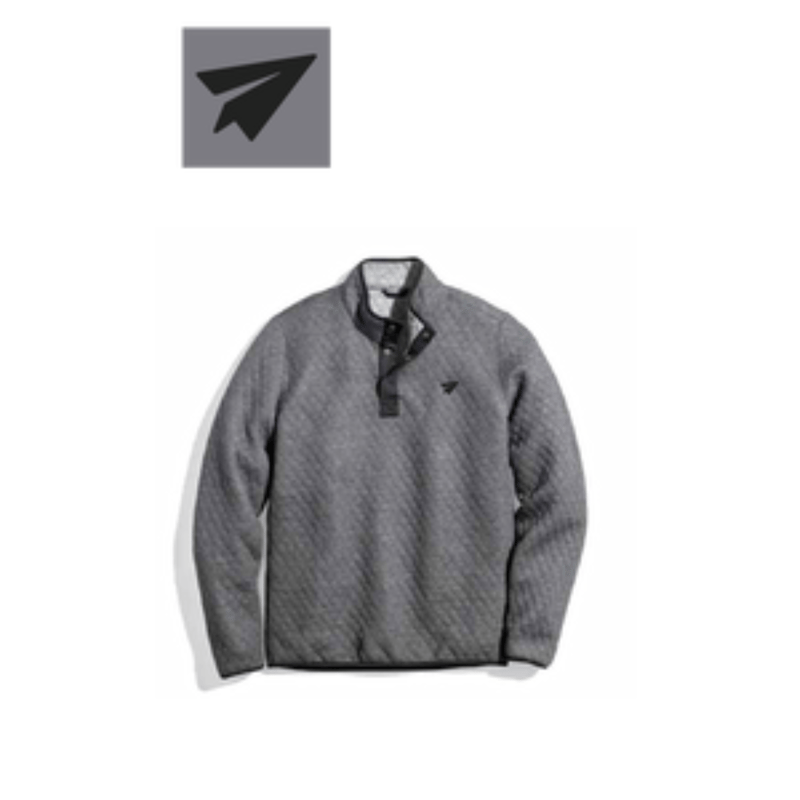 Postal Marine Layer - Men's Reversible Quilted Corbet Pullover - Heather Grey